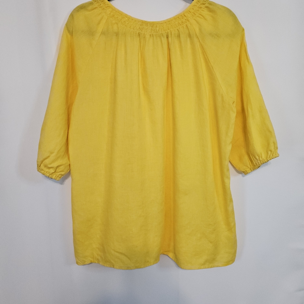 Charter Club Lemon Yellow 100% Linen Blouse - Picture 9 of 11